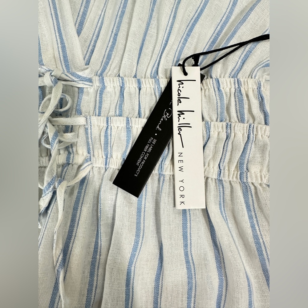 NWT SZ L Nicole Miller Blue and White Striped Maxi Sleeveless Dress - Picture 7 of 9